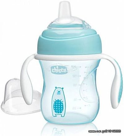 Chicco Transition Cup Ποτηράκι με Μαλακό Ρύγχος Σιλικόνης 4m+ Σιέλ 200ml
