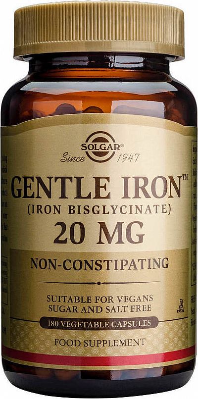 Solgar Gentle Iron 20mg 180 φυτικές κάψουλες.