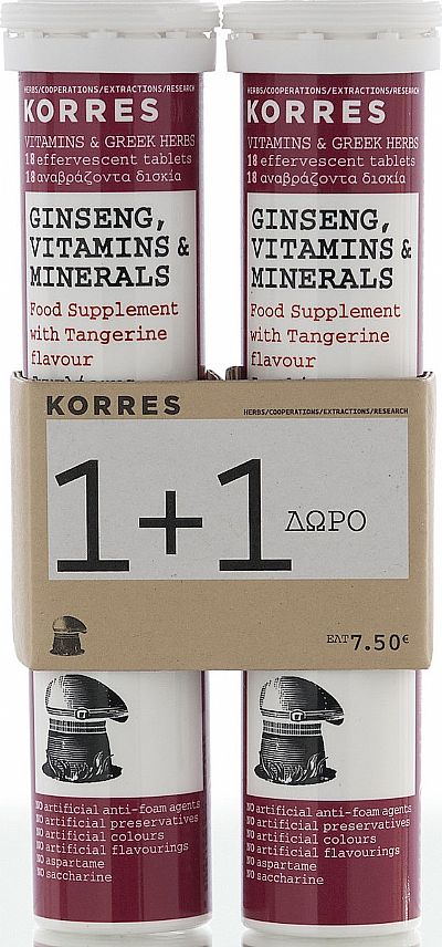 Korres Ginseng Vitamins & Minerals 2 x18 αναβράζοντα δισκία