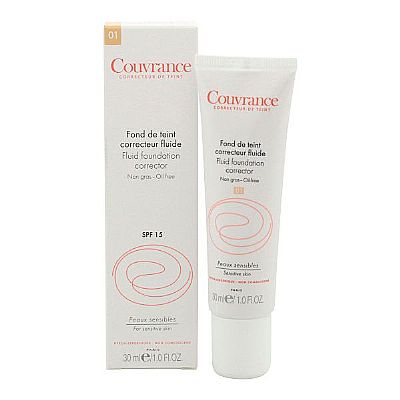 Avene Couvrance Fluid Foundation Corrector SPF15 01 Porcelain Tube 30ml
