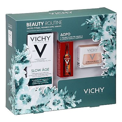 Vichy Beauty Routine Slow Age Fluid Spf25 50ml, Liftactiv Glyco-c Night Peel 2ml & Mask Peel Double Eclat 15ml