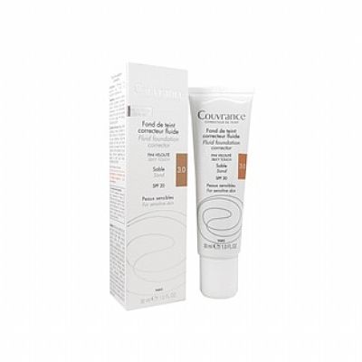 Avene Couvrance Fond de Teint Correcteur Fluide Sable 3.0 SPF20, Υγρό Διορθωτικό Make up Σωληνάριο 30ml