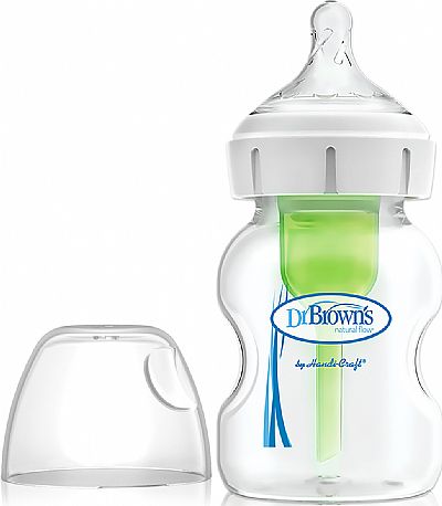 Dr. Brown Natural Flow Options+ Πλαστικό Μπιμπερό με Φαρδύ Λαιμό & Θηλή Σιλικόνης 150ml