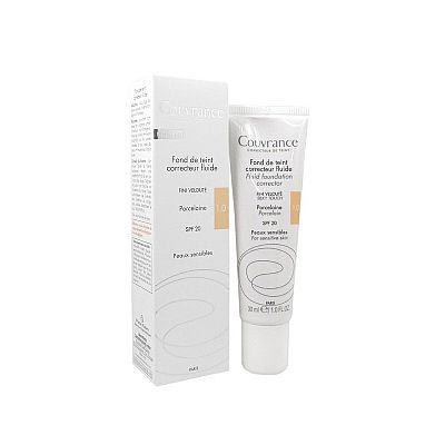 Avene Couvrance Fond de Teint Correcteur Fluide Porcelaine 1.0 SPF20, Υγρό Διορθωτικό Make up Σωληνάριο 30ml