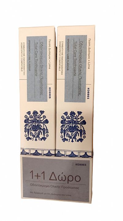 Korres Δυόσμος & Lime Ολικής Προστασίας Οδοντόκρεμα 2x75ml