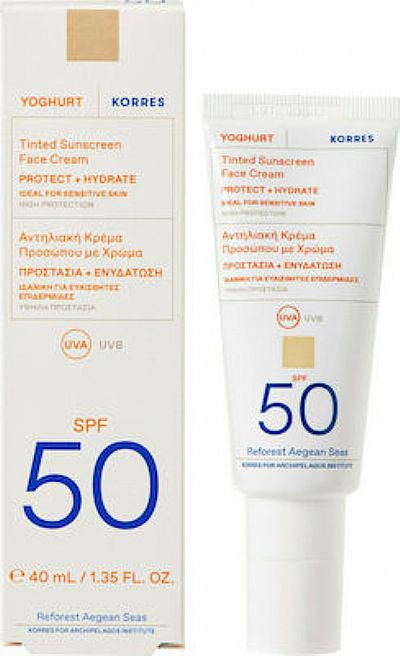 Korres Yoghurt Αδιάβροχη Αντηλιακή Κρέμα Προσώπου SPF50 με Χρώμα 40ml