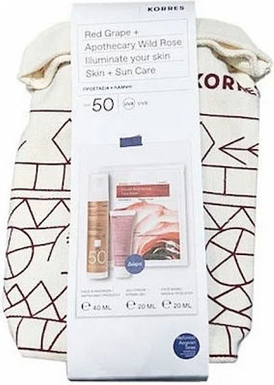  KORRES Promo Red Grape + Apothecary Wild Rose με Αντηλιακό Προσώπου 40ml, Κρέμα Ημέρας 20ml & Μάσκα Προσώπου 20ml