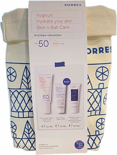 KORRES Promo Yoghurt Hydrate Your Skin με Αντηλιακή Κρέμα Προσώπου SPF50 40ml, Ενυδατική Gel Cream 20ml & Foaming Cleanser 20ml