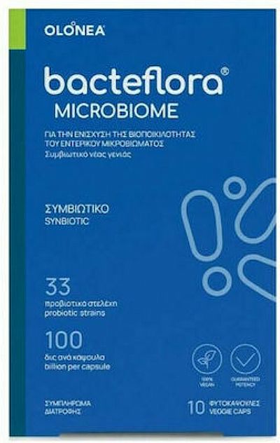 Olonea Bacteflora Microbiome με Προβιοτικά και Πρεβιοτικά Συμβιωτικό Νέας Γενιάς 10 κάψουλες