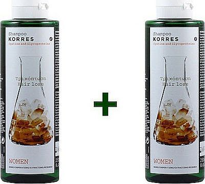 Korres Cystine & Glycoproteins Σαμπουάν κατά της Τριχόπτωσης για Εύθραυστα Μαλλιά (2x250ml) 500ml