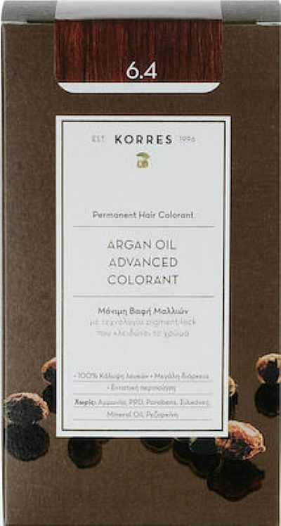 Korres Argan Oil Advanced Colorant Σετ Βαφή Μαλλιών Χωρίς Αμμωνία 6.4 Ξανθό Σκούρο Χάλκινο 50ml
